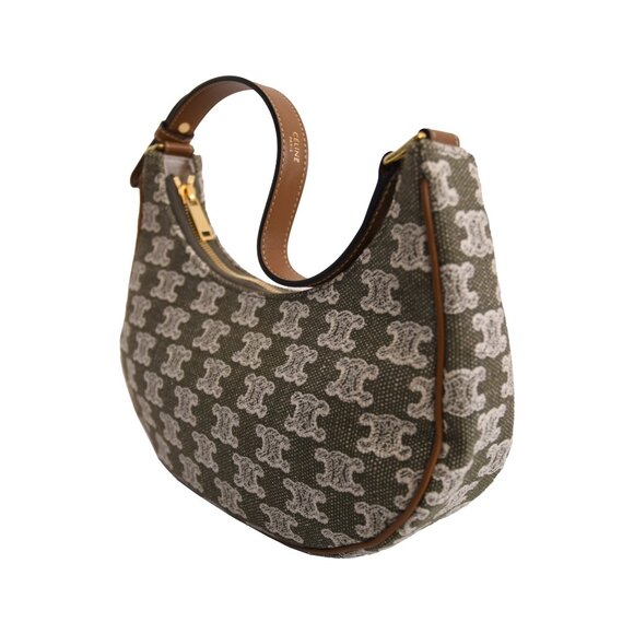 Celine Triomphe Ava Canvas Calfskin Ava Shoulder Bag Green - Picture 2 of 4